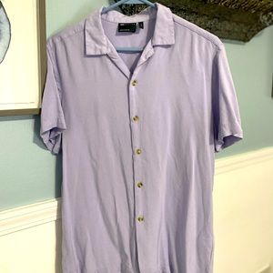 ASOS DESIGN regular viscose shirt with revere collar in lilac, Size M